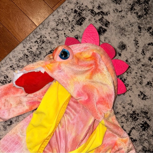 Pink and Yellow T-Rex Kids Costume - Size S 3-4 years - Picture 4 of 9